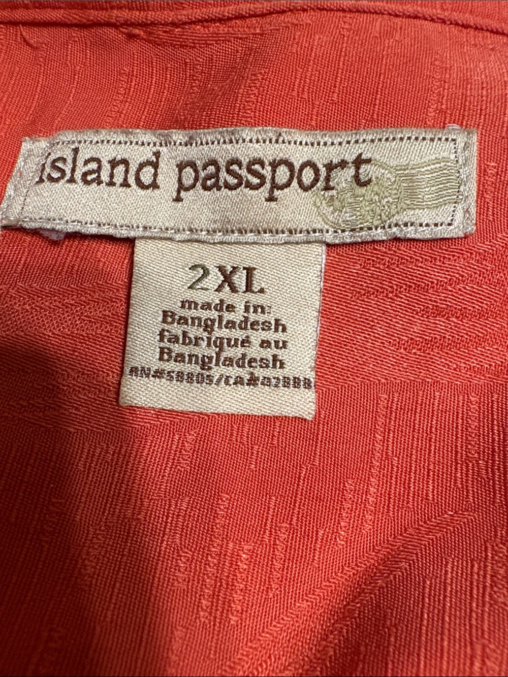 Island Passport Men’s Casual Button-Down Shirt — Coral Red, 2XL